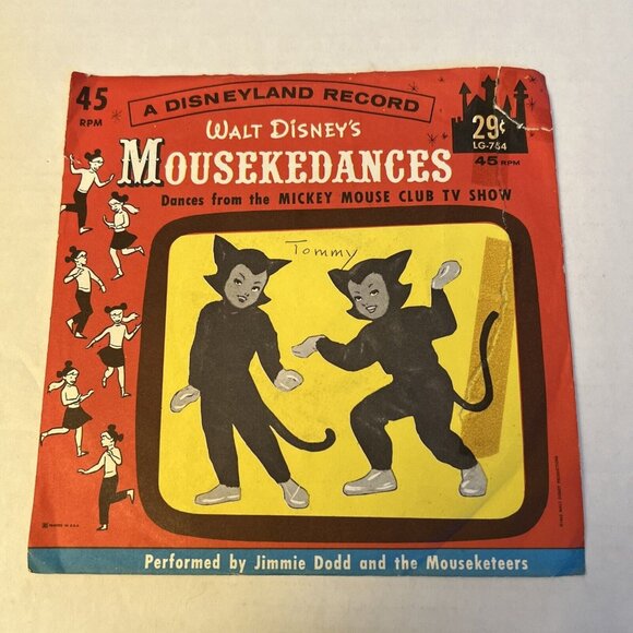 Walt Disney’s Mousekedances Mickey Mouse Club TV Disneyland  7" 45 RPM Record D6 - Picture 1 of 5